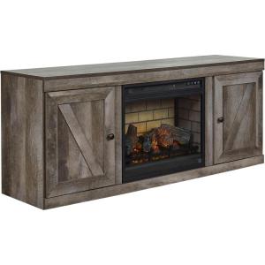 Signature Design by Ashley Wynnlow Farmhouse 60″ TV Stand with Electric Fireplace for TVs up to 69″, Gray(Grey)