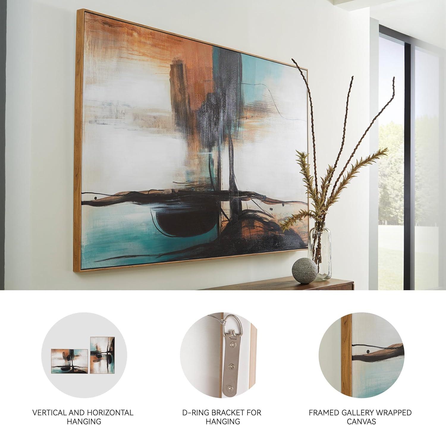 imageSignature Design by Ashley Brunonia Modern Framed Wall Art 47 x 71 Inches Green Orange ampamp Black