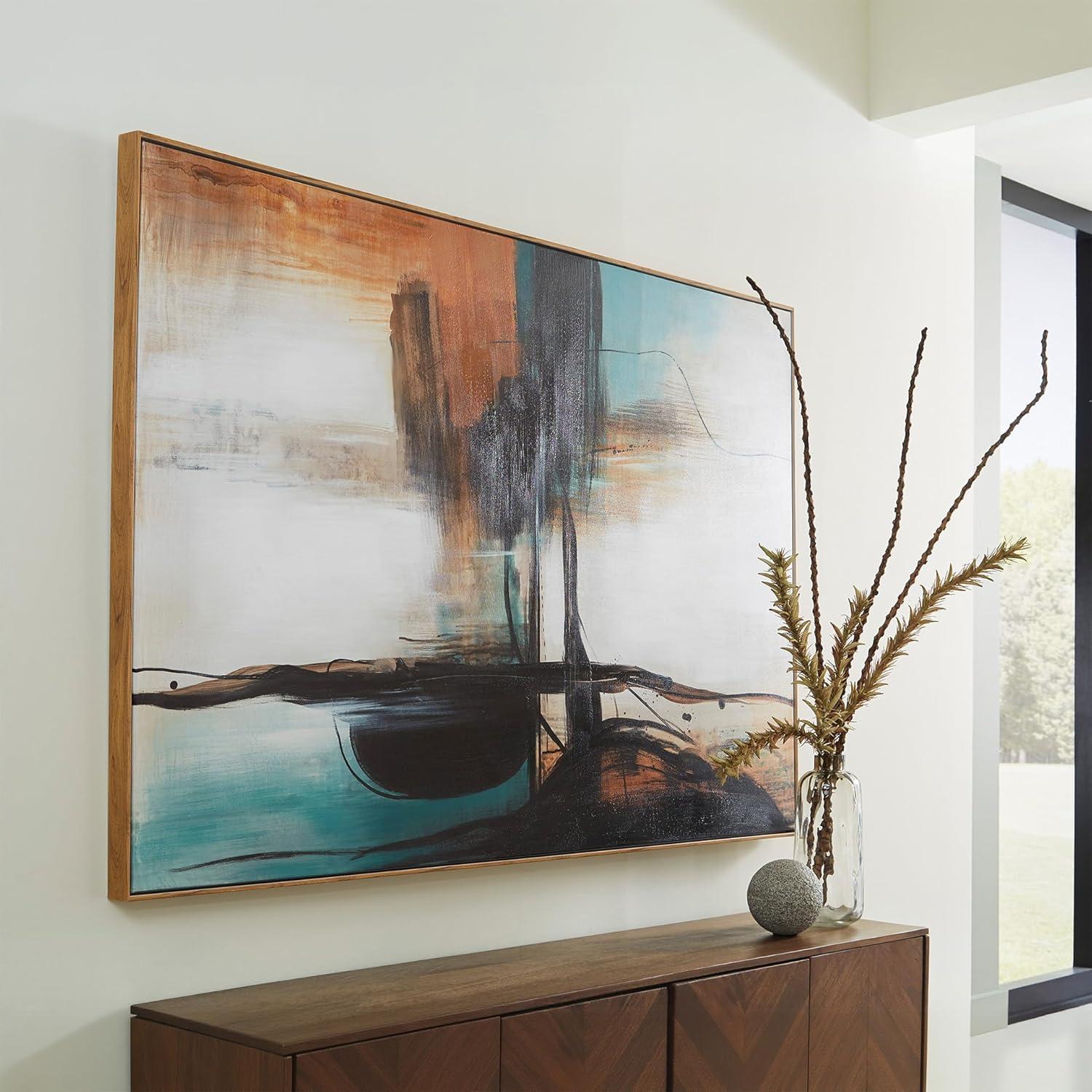 imageSignature Design by Ashley Brunonia Modern Framed Wall Art 47 x 71 Inches Green Orange ampamp Black