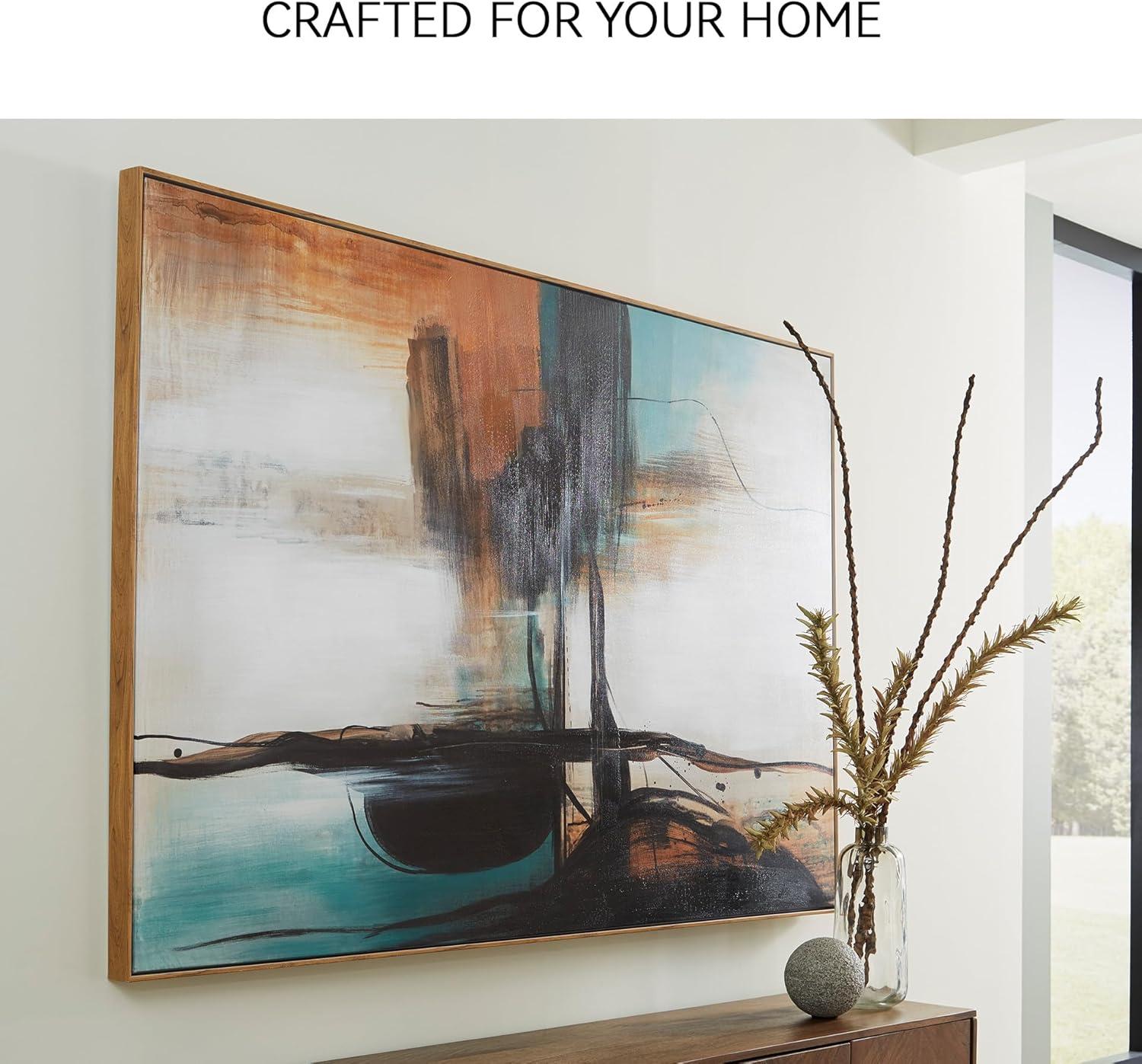 imageSignature Design by Ashley Brunonia Modern Framed Wall Art 47 x 71 Inches Green Orange ampamp Black