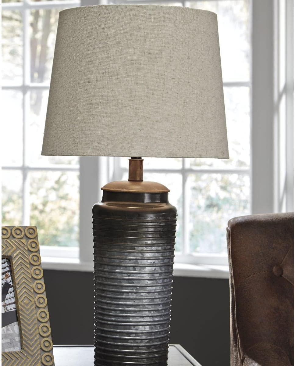 imageSignature Design by Ashley Norbert Casual 2475quot Table Lamp with Galvanized Metal Base ampamp Ombre Effect 2 Count Dark GrayNorbert