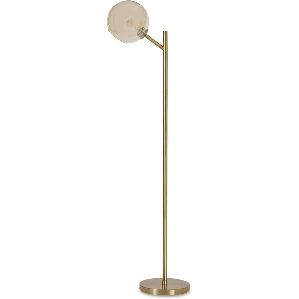 imageSignature Design by Ashley Abanson Contemporary 625quot Floor Lamp with Glass Shade and OnOff Foot Switch GoldGold