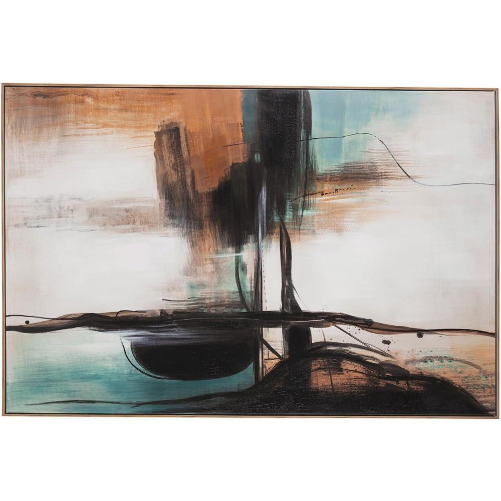 imageSignature Design by Ashley Brunonia Modern Framed Wall Art 47 x 71 Inches Green Orange ampamp Black