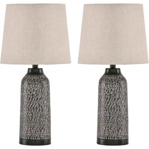Signature Design by Ashley Lanson Casual Table Lamp Set, 2 Count, Antique Bronze Finish