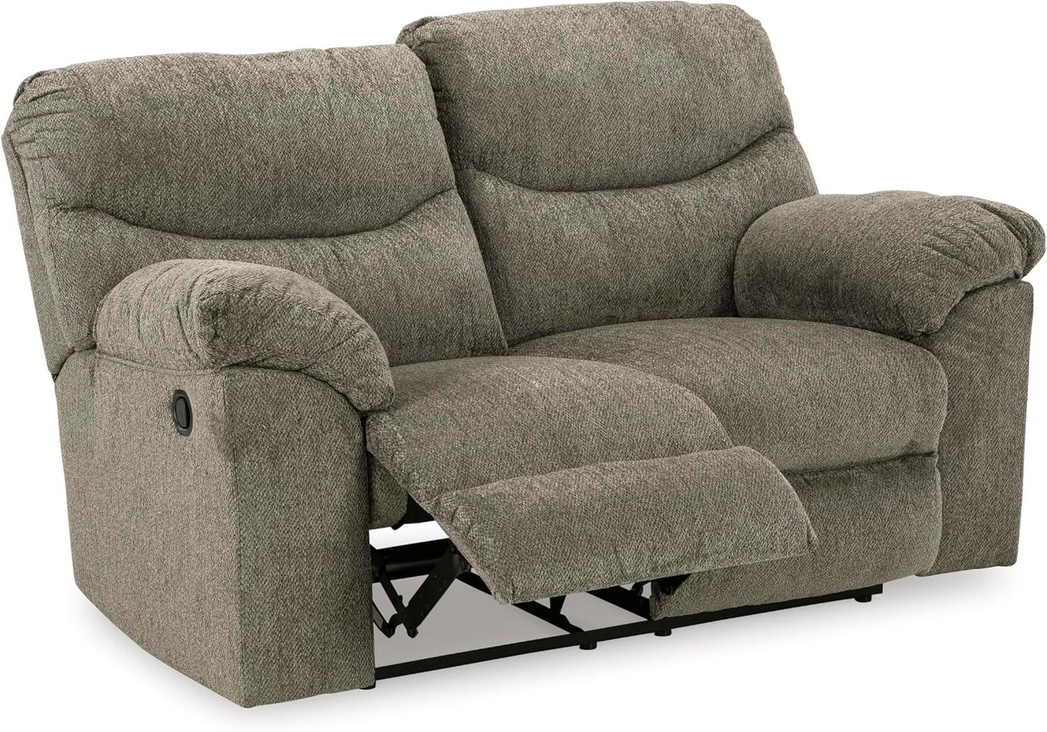 imageSignature Design by Ashley Alphons Transitional Tufted Reclining Loveseat Light GrayLight Gray