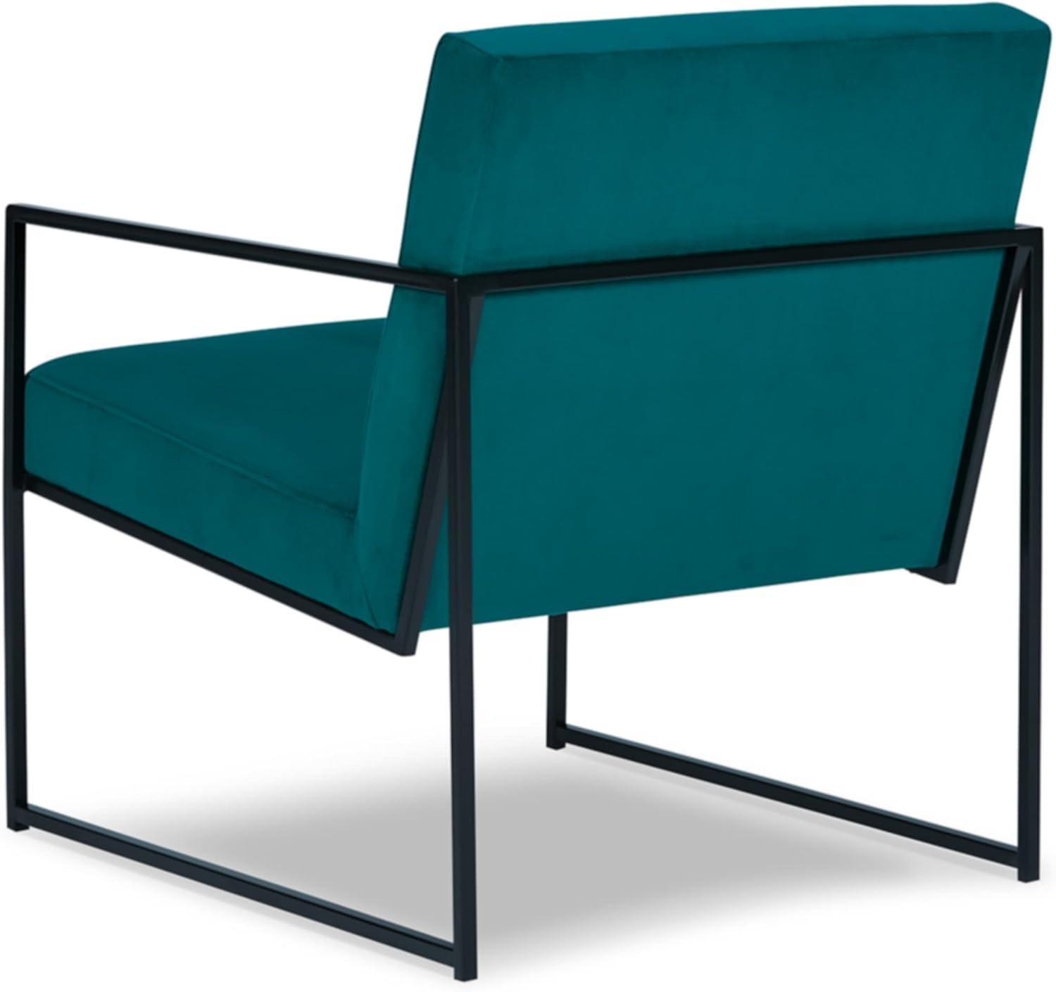 imageSignature Design by Ashley Aniak Contemporary 17quot Velvet Upholstery with Metal Frame Accent Chair Blue ampamp BlackVelvet Blue Black