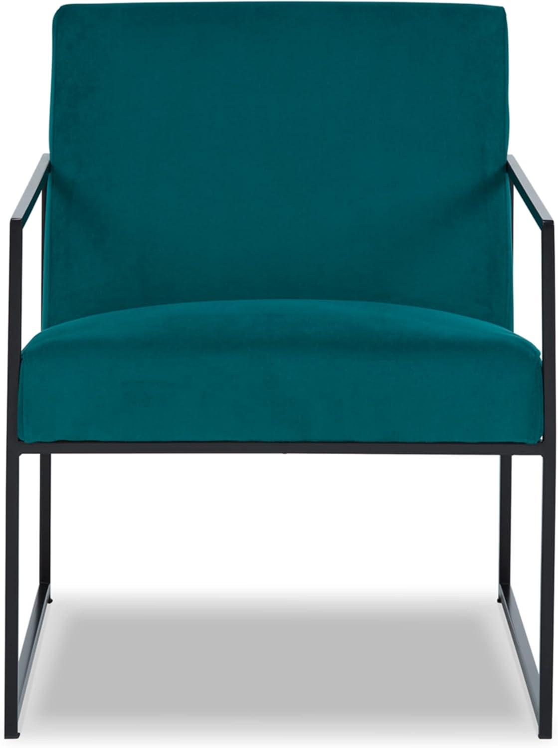 imageSignature Design by Ashley Aniak Contemporary 17quot Velvet Upholstery with Metal Frame Accent Chair Blue ampamp BlackVelvet Blue Black
