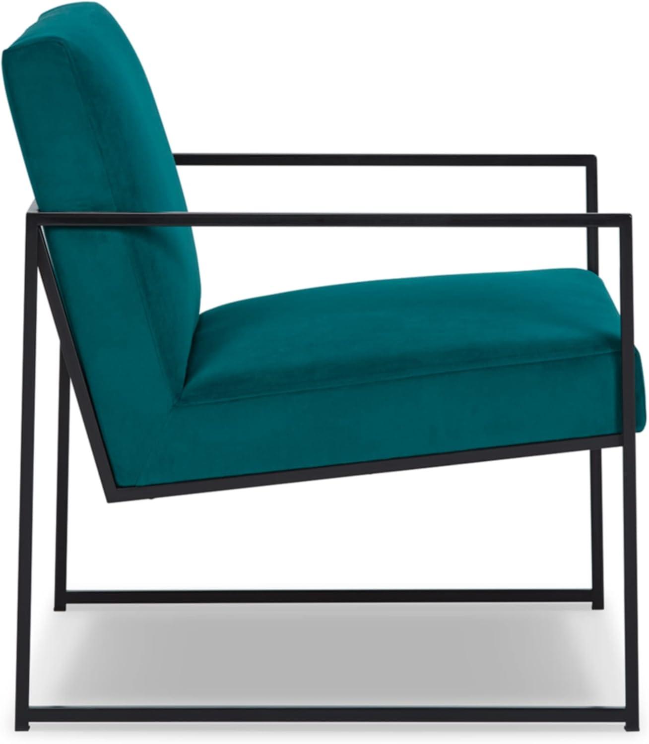 imageSignature Design by Ashley Aniak Contemporary 17quot Velvet Upholstery with Metal Frame Accent Chair Blue ampamp BlackVelvet Blue Black