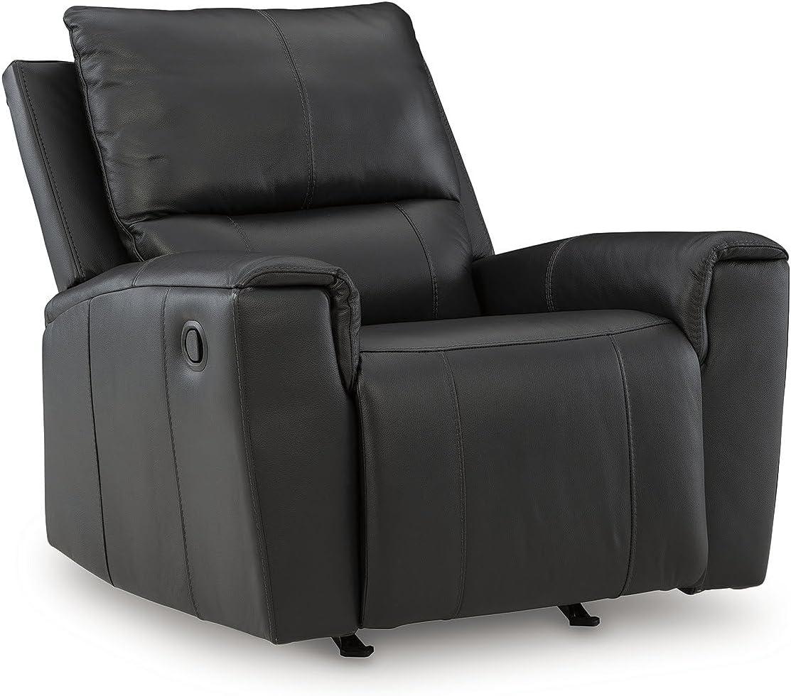 imageSignature Design by Ashley Glassmere Contemporary Leather Match Rocker Recliner with Arm Rest Black