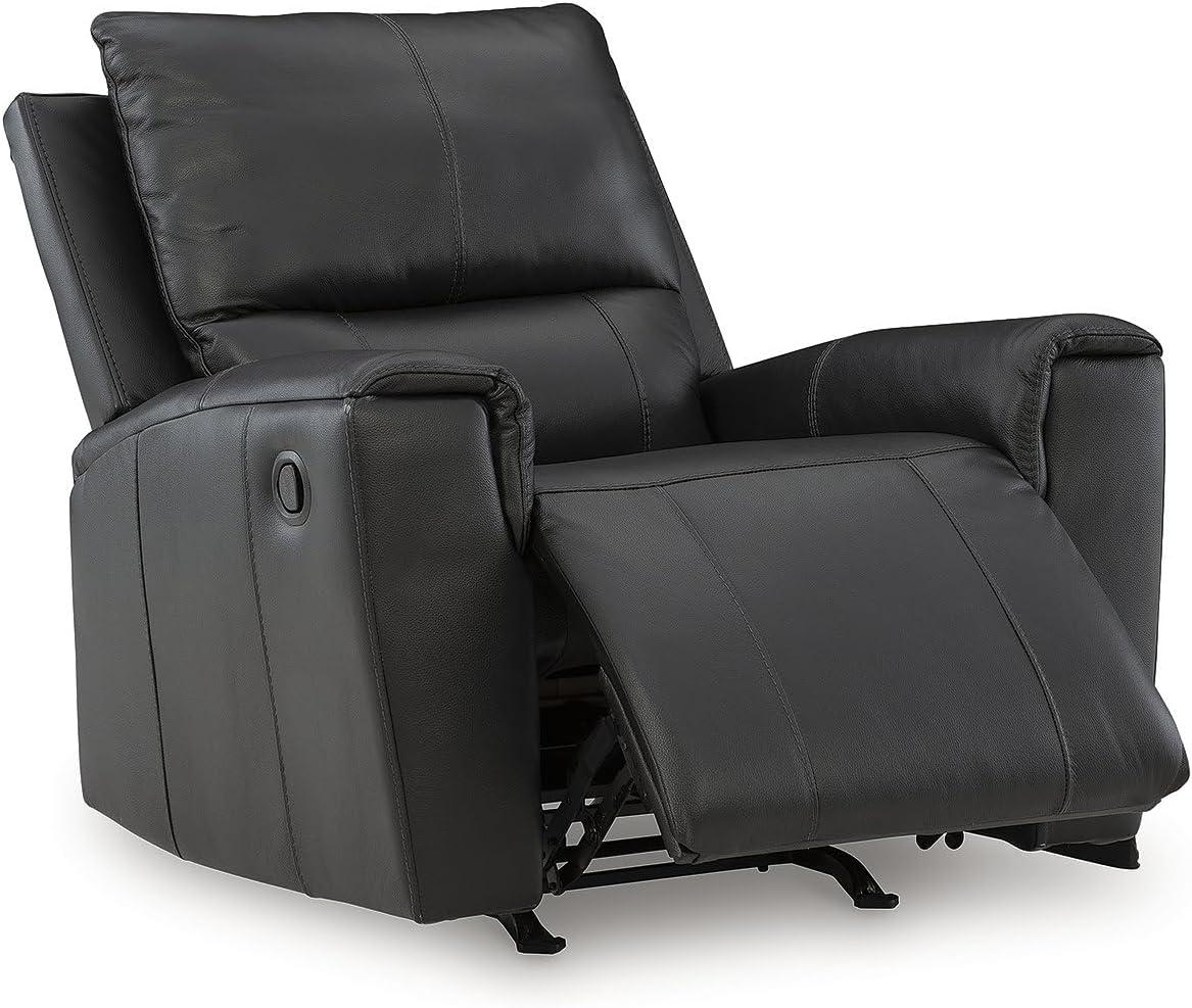 imageSignature Design by Ashley Glassmere Contemporary Leather Match Rocker Recliner with Arm Rest Black