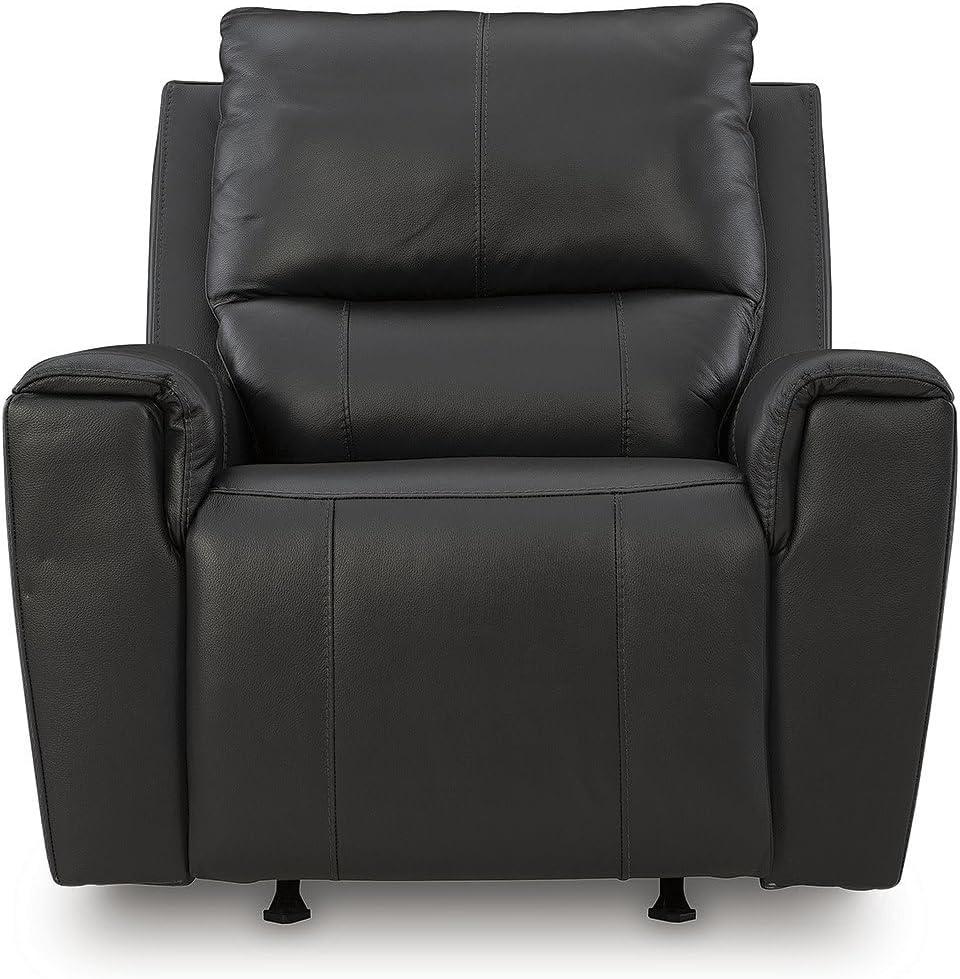 imageSignature Design by Ashley Glassmere Contemporary Leather Match Rocker Recliner with Arm Rest Black