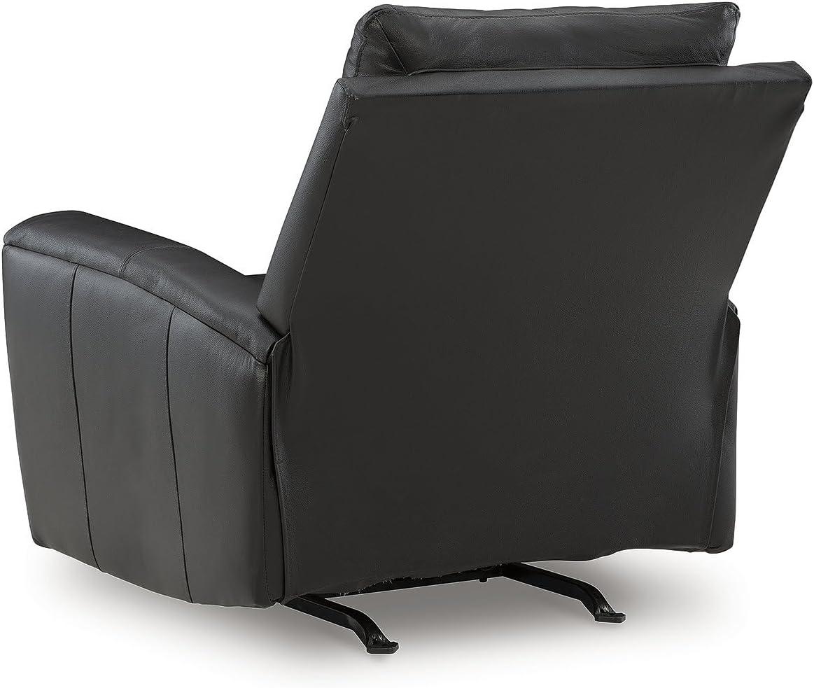 imageSignature Design by Ashley Glassmere Contemporary Leather Match Rocker Recliner with Arm Rest Black