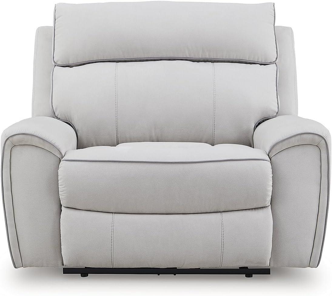imageSignature Design by Ashley Tealwell Contemporary Power Recliner with Adjustable Headrest and USB Charging Port Light Gray