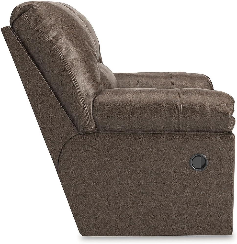 imageSignature Design by Ashley Walker Point Contemporary Faux Leather Rocker Recliner with Arm Rest Dark Brown