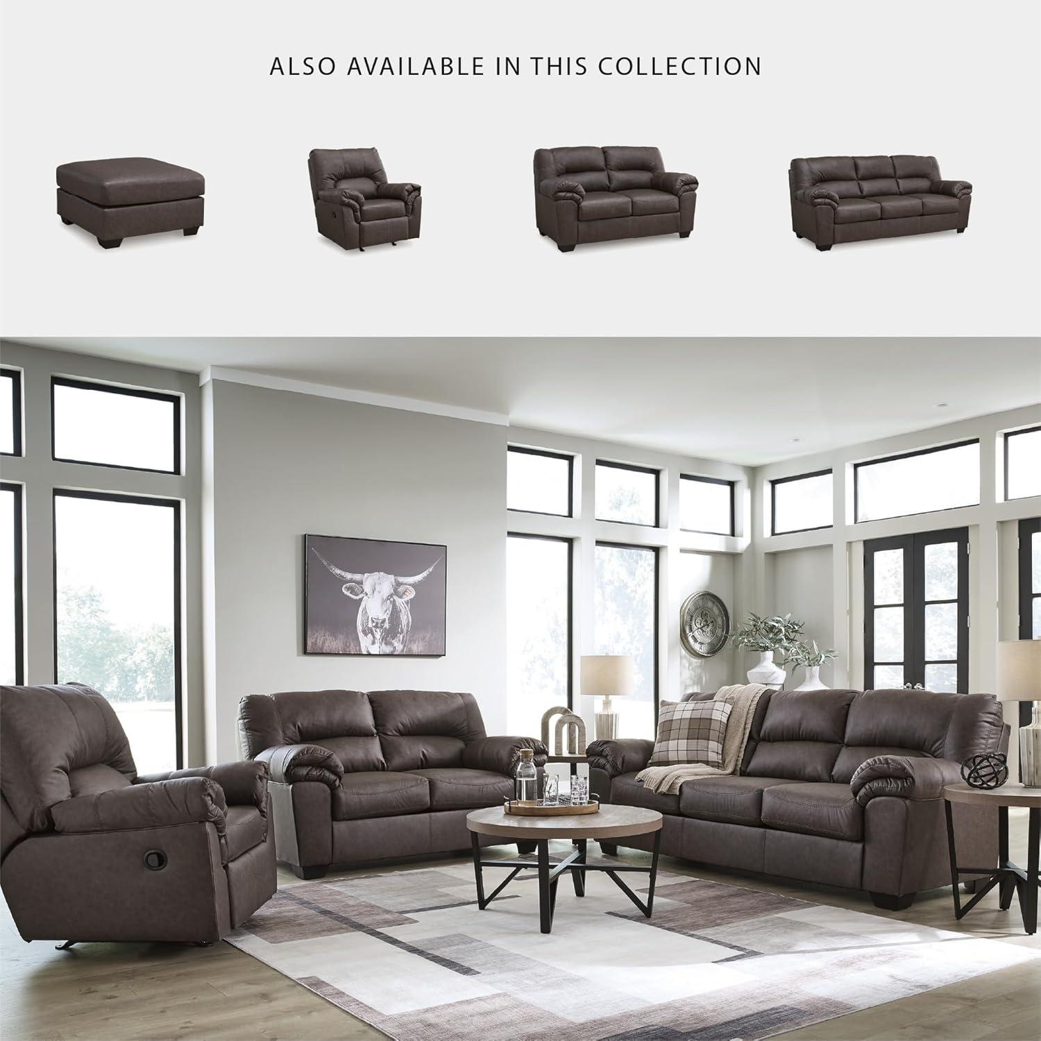imageSignature Design by Ashley Walker Point Contemporary Faux Leather Rocker Recliner with Arm Rest Dark Brown