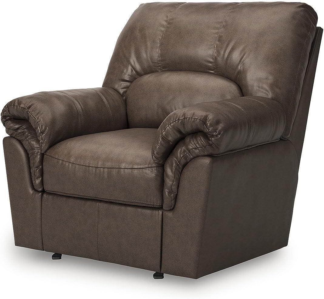 imageSignature Design by Ashley Walker Point Contemporary Faux Leather Rocker Recliner with Arm Rest Dark Brown