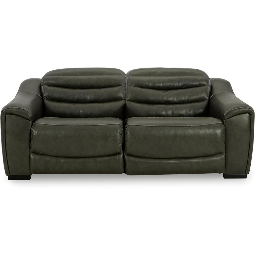 imageSignature Design by Ashley Center Line Casual Power Recliner with Adjustable Headrest Dark Gray2Piece Power Reclining Sectional Loveseat