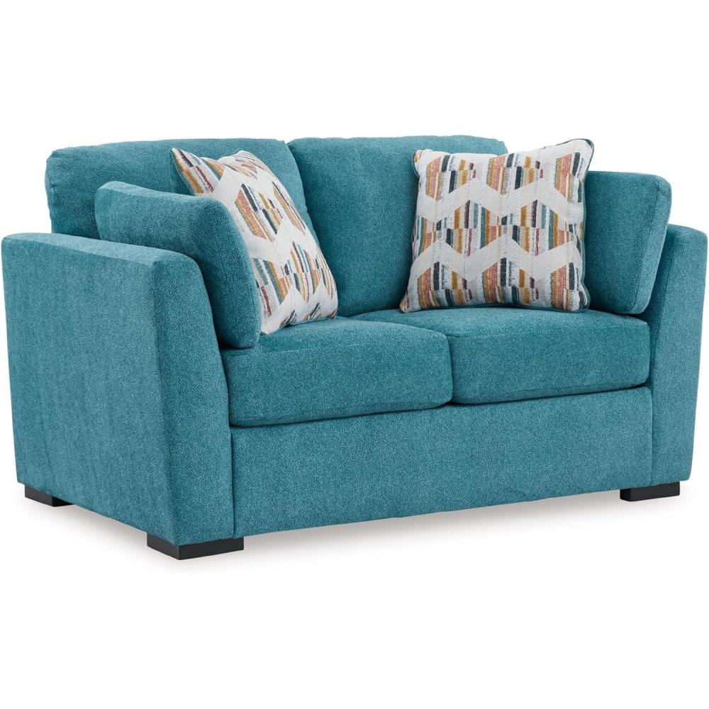 imageSignature Design by Ashley Keerwick Scandinavian Loveseat with 4 Toss Pillows YellowBlue
