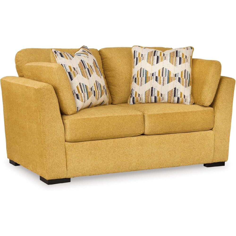 imageSignature Design by Ashley Keerwick Scandinavian Loveseat with 4 Toss Pillows YellowYellow