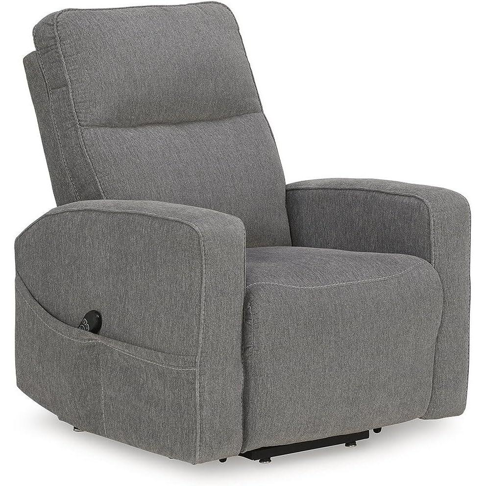imageSignature Design by Ashley Starganza Modern Stain Resistant Power Lift Recliner with Heat Massage Function and Side Pocket Gray