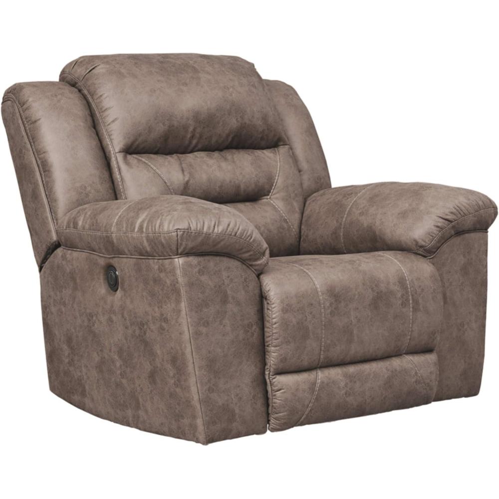 imageSignature Design by Ashley Stoneland Faux Leather Manual Pull Tab Rocker Recliner Light BrownGrey