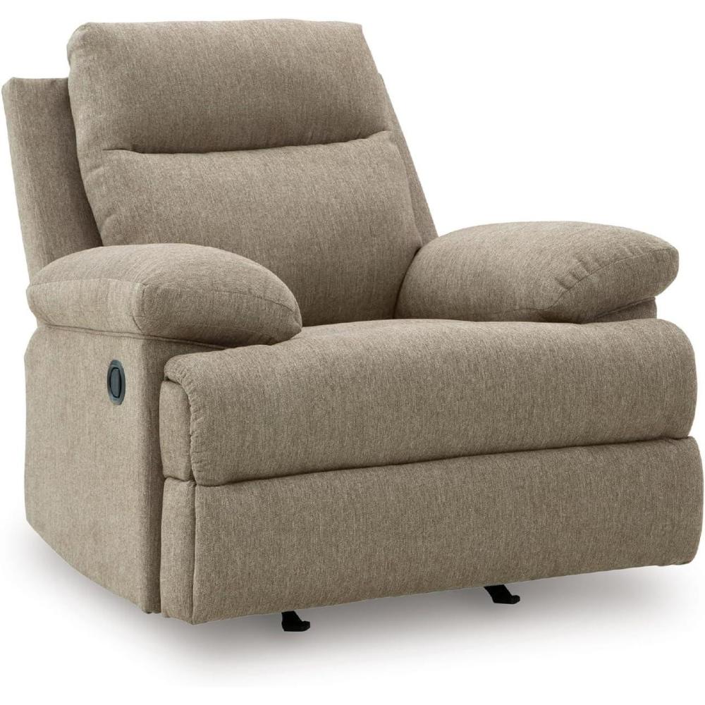 imageSignature Design by Ashley Tarrant Rocker Recliner with PillowTop Arms Pull Tab Reclining Chenille Upholstery 41quot W x 40quot D x 40quot H GrayMocha