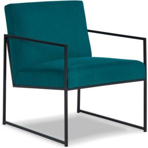 Signature Design by Ashley Aniak Contemporary 17″ Velvet Upholstery with Metal Frame Accent Chair, Blue & Black(Velvet Blue & Black)