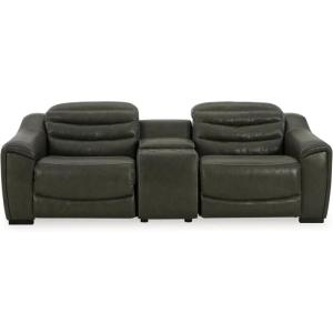 Signature Design by Ashley Center Line Casual Power Recliner with Adjustable Headrest, Dark Gray(3-Piece Power Reclining Loveseat with Console)
