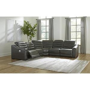 Signature Design by Ashley Center Line Casual Power Recliner with Adjustable Headrest, Dark Gray(5-Piece Power Reclining Sectional)