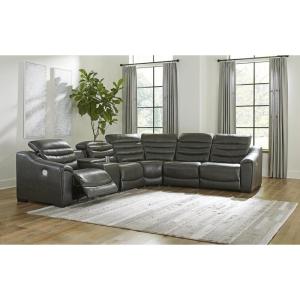Signature Design by Ashley Center Line Casual Power Recliner with Adjustable Headrest, Dark Gray(6-Piece Power Reclining Sectional)