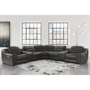 Signature Design by Ashley Center Line Casual Power Recliner with Adjustable Headrest, Dark Gray(7-Piece Power Reclining Sectional)