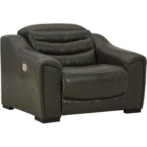 Signature Design by Ashley Center Line Casual Power Recliner with Adjustable Headrest, Dark Gray(Power Recliner)