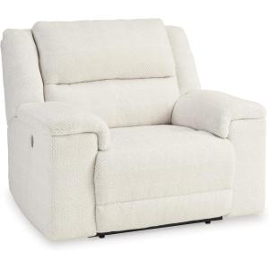 Signature Design by Ashley Keensburg Coastal Oversized Power Recliner with USB Ports, White
