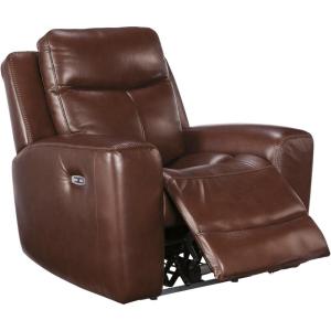 Signature Design by Ashley Mighty Moves Contemporary Leather Match Power Recliner with USB Ports, Dark Brown