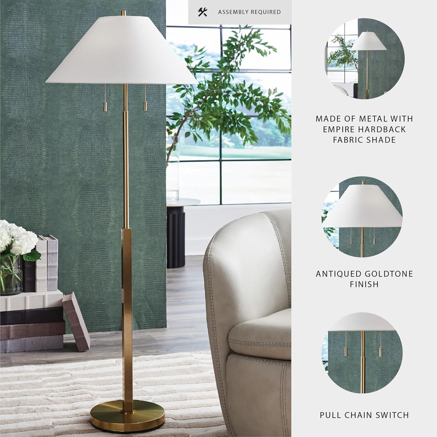 imageSignature Design by Ashley Haigwood Modern Tall Floor Lamp with Empire Shade Gold