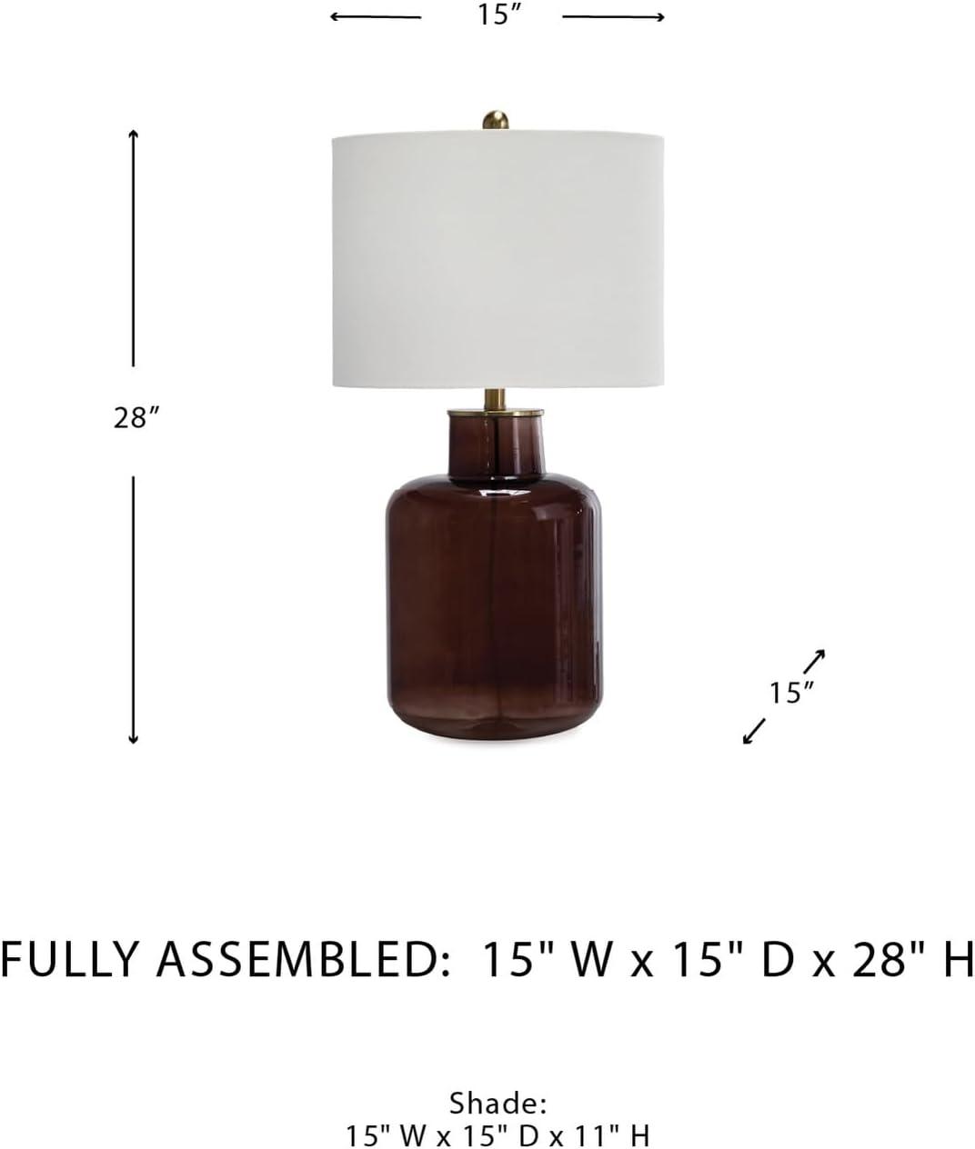 imageSignature Design by Ashley Mette Modern Table Lamp with 3Way Switch and Drum Shade Dark Brown ampamp Gold