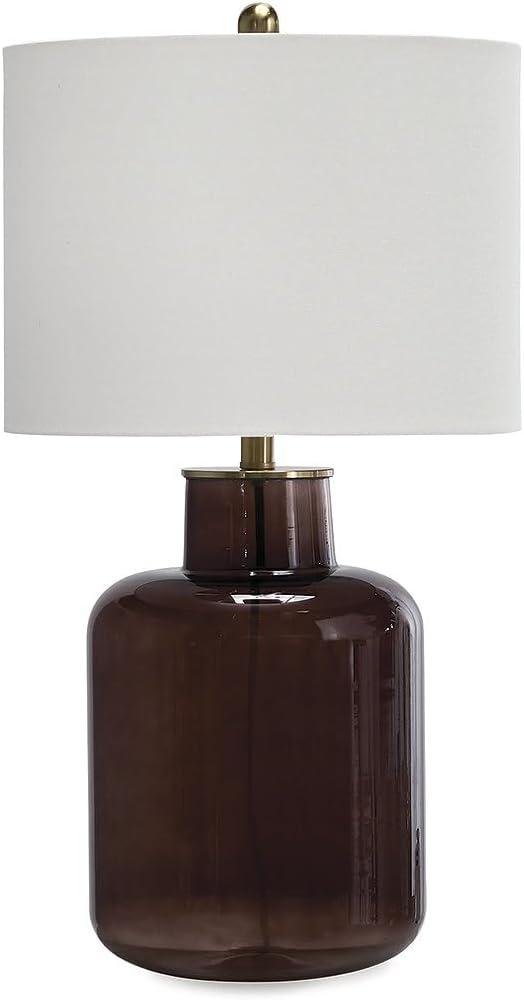 imageSignature Design by Ashley Mette Modern Table Lamp with 3Way Switch and Drum Shade Dark Brown ampamp Gold