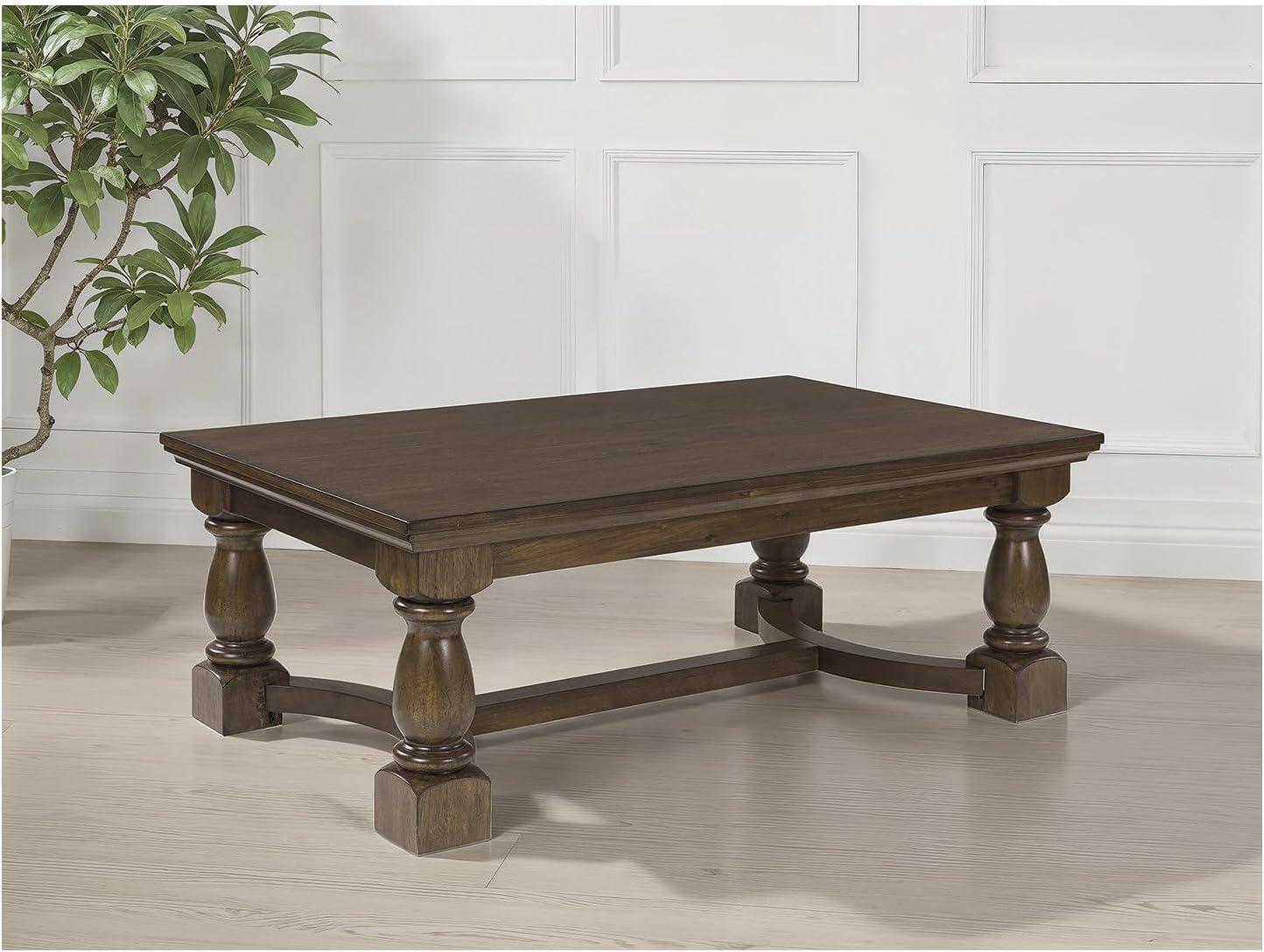imageSignature Design by Ashley Sturlayne Transitional Coffee Table with Trestle Base Dark Brown