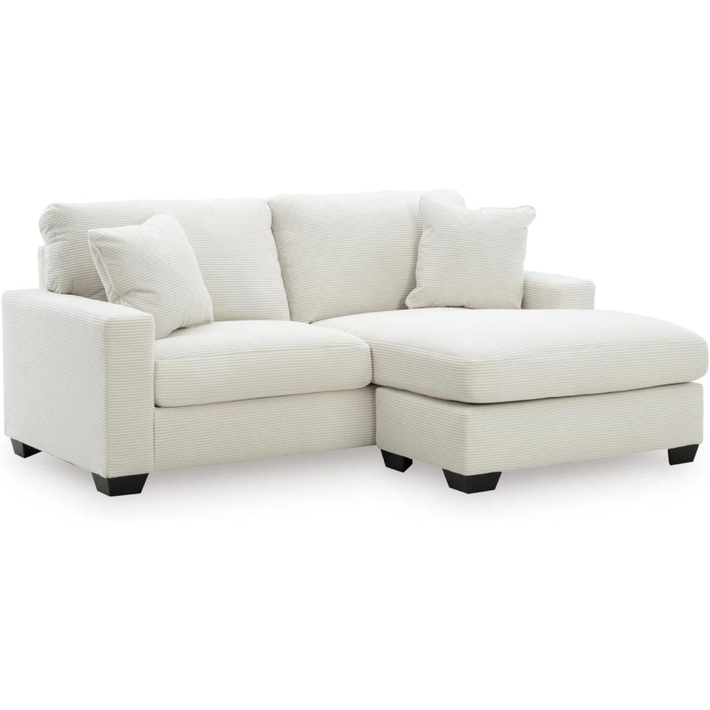 imageSignature Design by Ashley Ammon Contemporary Anti Sag Sofa Chaise with Loose Seat Cushion and 2 Accent Pillows Light GrayWhite