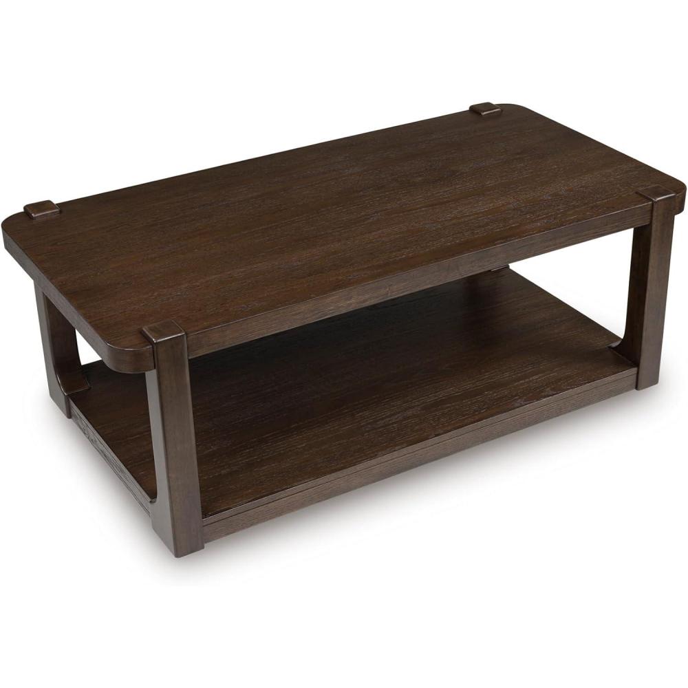 imageSignature Design by Ashley Breckington Contemporary Coffee Table with Lower Shelf and Casters Dark Brown
