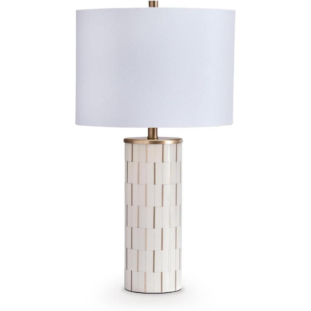 imageSignature Design by Ashley Faridworth Contemporary Table Lamp with 3Way Switch and Drum Shade White ampamp Gold
