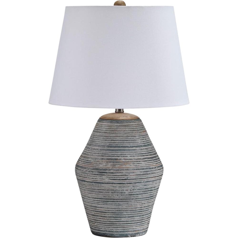 imageSignature Design by Ashley Lawrock Farmhouse Table Lamp with 3Way Switch and Empire Shade Blue