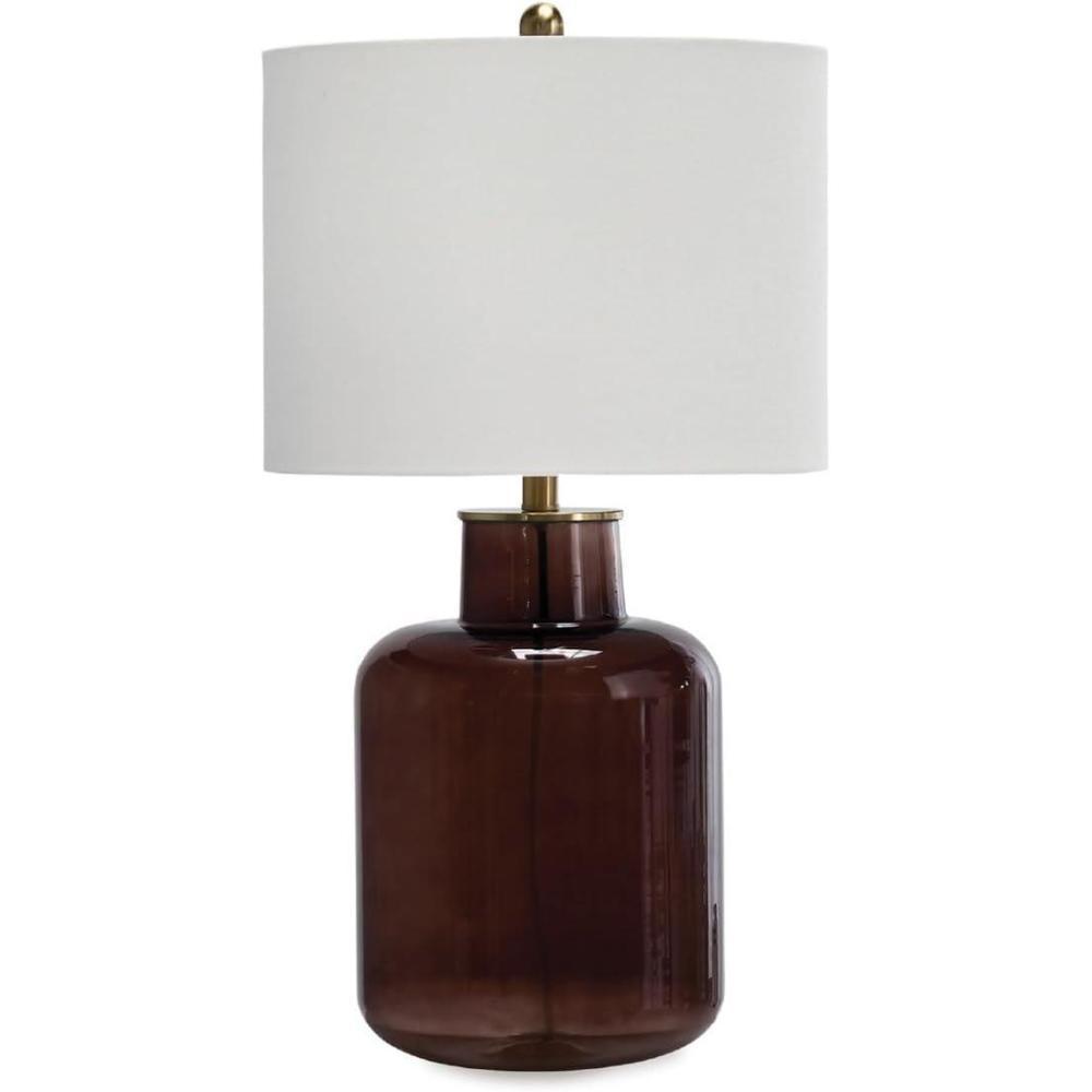 imageSignature Design by Ashley Mette Modern Table Lamp with 3Way Switch and Drum Shade Dark Brown ampamp Gold