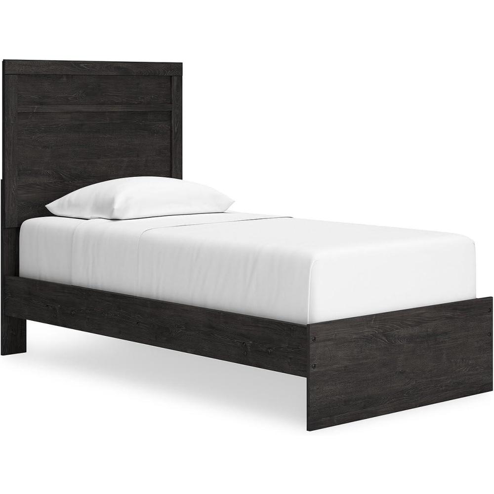 imageSignature Design by Ashley Ralinksi Rustic Twin Panel Bed Foundation or Box Spring Needed Light GrayCharcoal