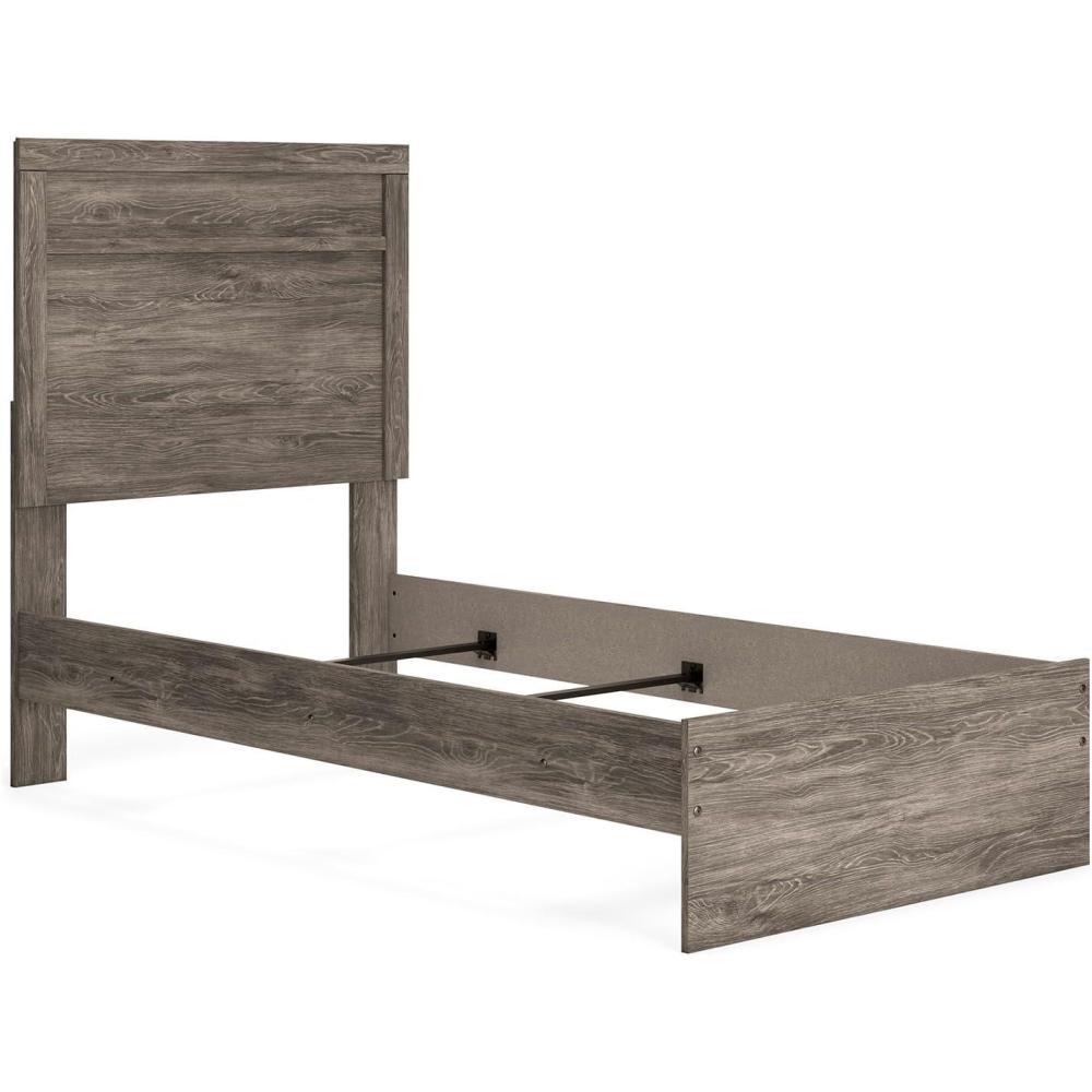 imageSignature Design by Ashley Ralinksi Rustic Twin Panel Bed Foundation or Box Spring Needed Light GrayGrey