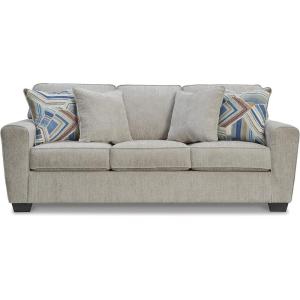 Signature Design by Ashley Cashton Contemporary Anti Sag Sofa with Loose Seat Cushion and 2 Accent Pillows, Light Gray