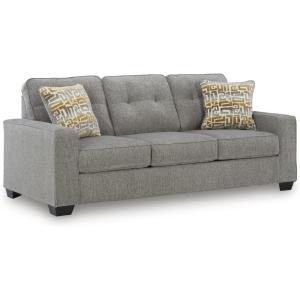 Signature Design by Ashley Fanciful Classic Sofa Sleeper with Tufted Cushion, Removable Cushion, and Bi-Fold Memory Foam Mattress, Queen, Light Gray(Light Gray)