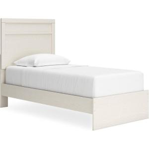 Signature Design by Ashley Ralinksi Rustic Twin Panel Bed, Foundation or Box Spring Needed, Light Gray(White)