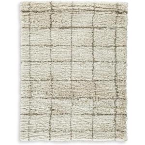 Signature Design by Ashley Wrenlow Casual Indoor Stain Resistant Geometric 5 x 7 Shag Rug, Gray & White(Beige & Brown)