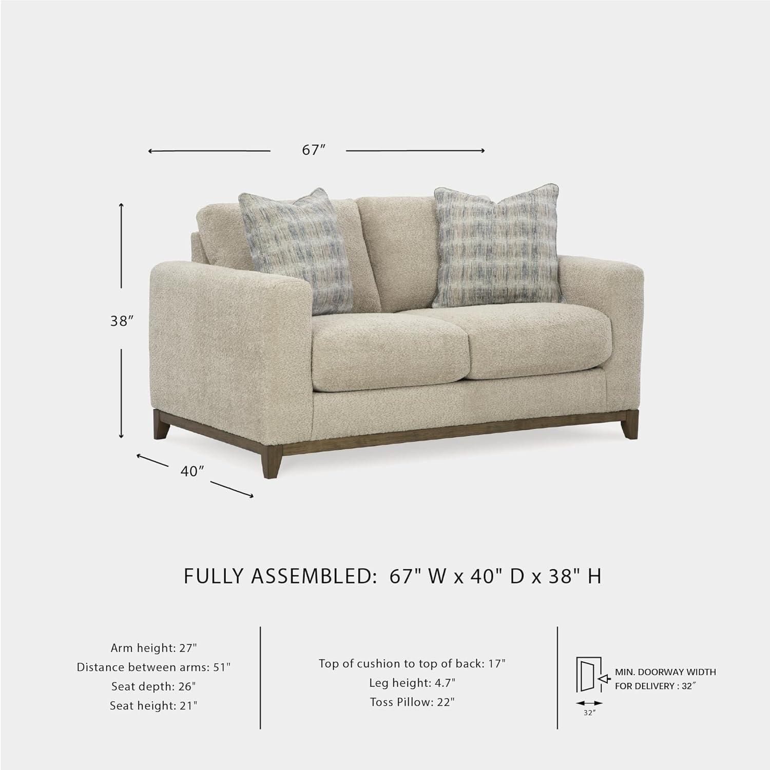 imageSignature Design by Ashley Parklynn Classic Loveseat for Living Room Beige